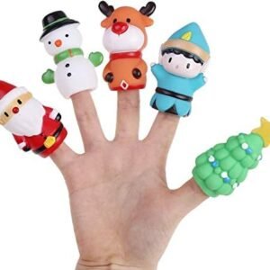 5 Pieces Christmas Finger Puppets Toys for Kids Elk Santa Claus Snowman Christmas Tree Character Party Favors Goodie Bag Fillers