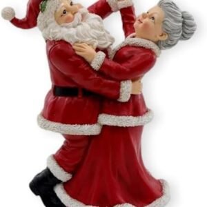 The Bridge Collection 10" Dancing Santa & Mrs. Claus Christmas Figurine - Mr. & Mrs. Claus Dancing Resin Holiday Decor