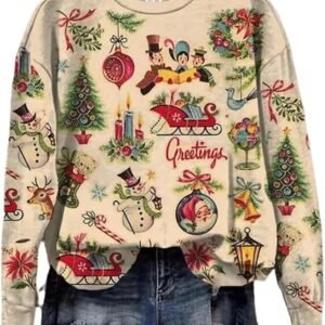 GREFLYING Christmas Movies Watching Shirt Sweatshirt Xmas Women Off Shoulder Sweatshirt Sexy Long Sleeve Pullover Tops